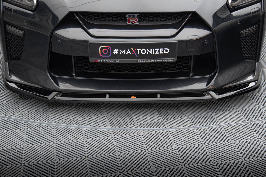 Maxton Design Street+ Spoilerlippe Front Ansatz V.2 passend für Nissan GTR R35 Facelift schwarz Hochglanz