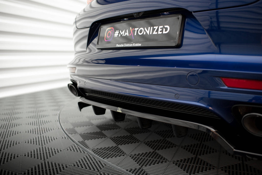 Maxton Design Street+ Mittlerer Diffusor RACE passend für Porsche Panamera GTS Sport Turismo 971 Facelift schwarz Hochglanz