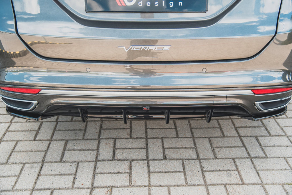 Maxton Design Diffusor Heck Ansatz für Ford Mondeo Vignale Mk5 Facelift Carbon Look
