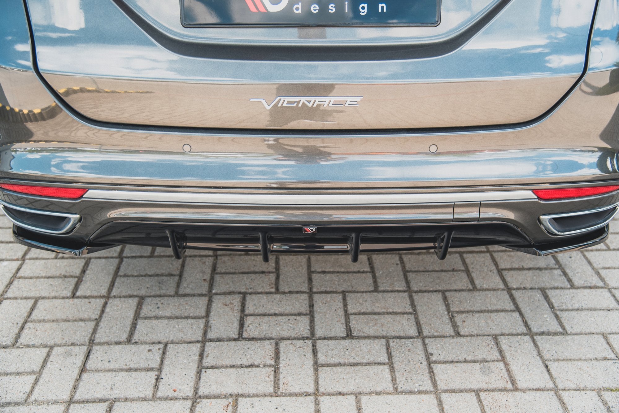 Maxton Design Diffusor Heck Ansatz für Ford Mondeo Vignale Mk5 Facelift Carbon Look