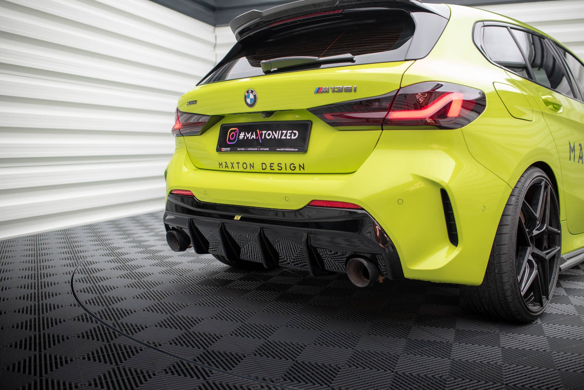 Maxton Design Diffusor Heck Ansatz V.3 passend für BMW 1er F40 M-Paket/ M135i / 128ti (Einzelauspuff li. re.)