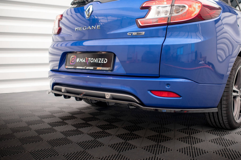 Maxton Design Street+ Mittlerer Diffusor RACE passend für Renault Megane GT Line Grandtour Mk3 Facelift schwarz Hochglanz