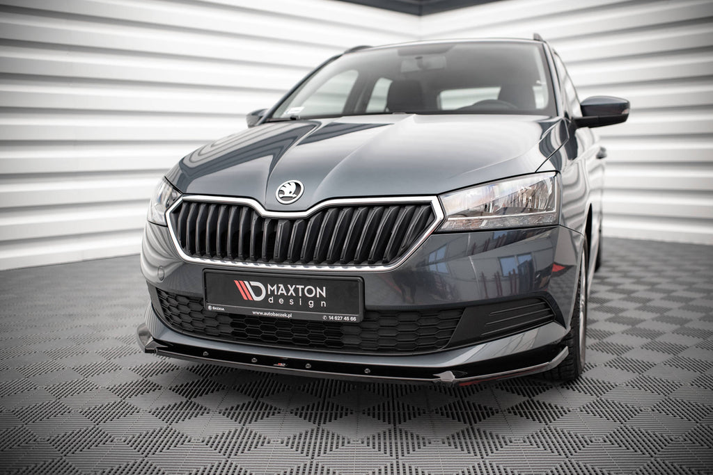 Maxton Design Street+ Spoilerlippe Front Ansatz passend für Skoda Fabia Mk3 Facelift schwarz Hochglanz