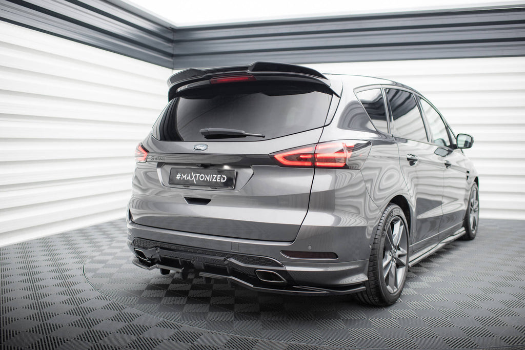 Maxton Design Street+ Mittlerer Diffusor RACE passend für Ford S-Max ST-Line Mk2 Facelift schwarz Hochglanz