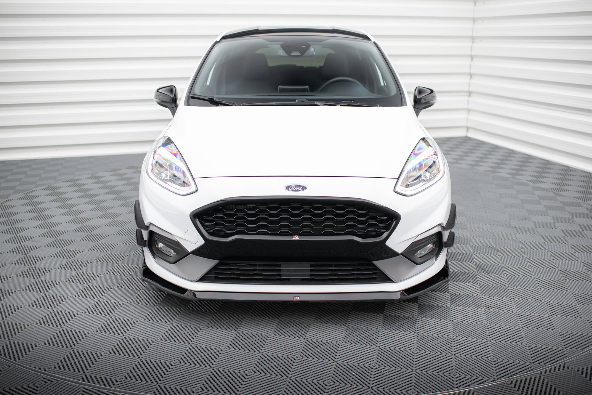 Maxton Design Street+ Spoilerlippe Front Ansatz V.5 passend für Ford Fiesta Mk8 ST / ST-Line schwarz Hochglanz
