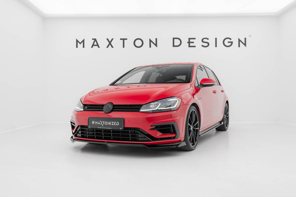 Maxton Design Street+ Spoilerlippe Front Ansatz V.2 passend für VW Golf R / R-Line Mk7 Facelift schwarz Hochglanz