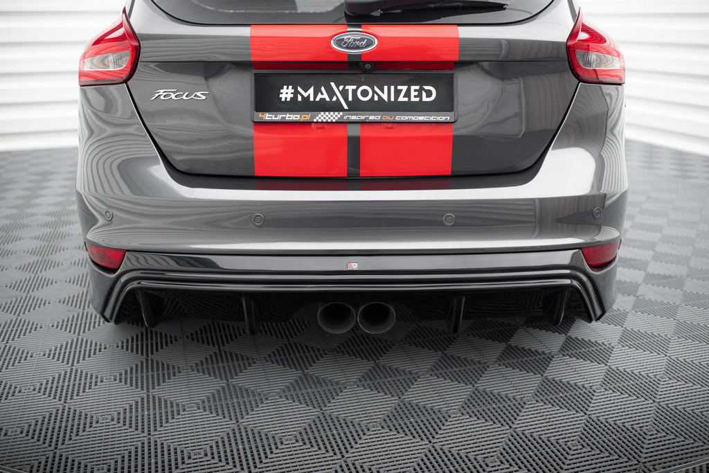 Maxton Design Diffusor Heck Ansatz passend für Ford Focus ST Mk3 Facelift (RS-Look) schwarz Hochglanz
