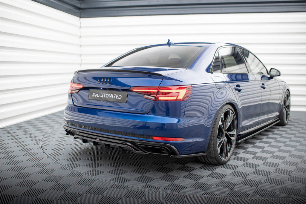 Maxton Design Heck Ansatz Flaps Diffusor passend für Audi A4 Competition B9 schwarz Hochglanz