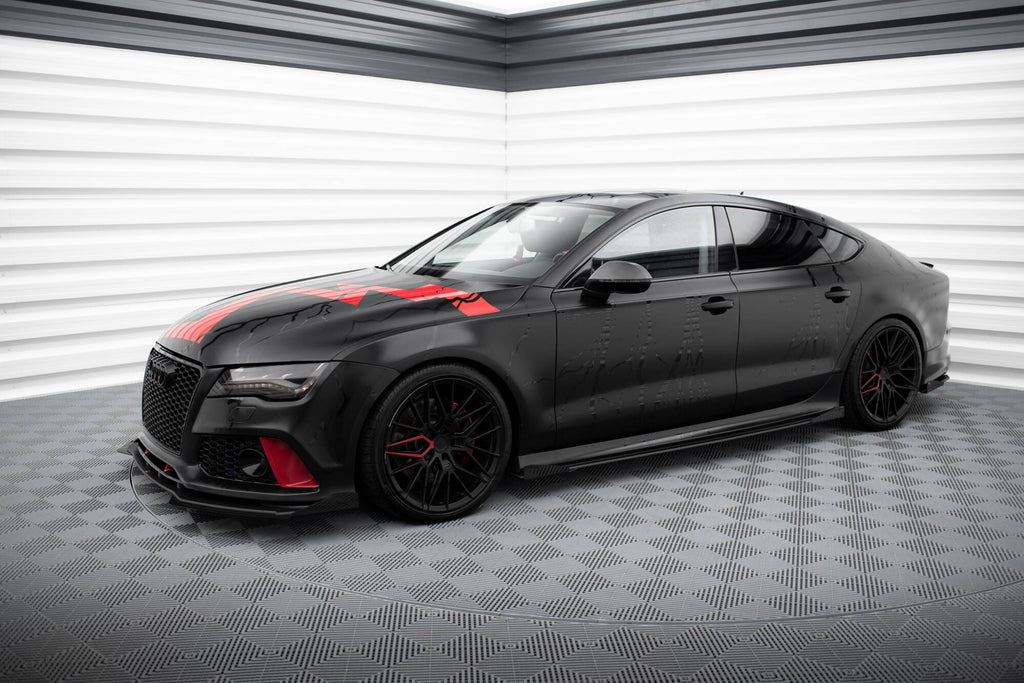 Maxton Design Side Flaps Audi A7 S-Line C7 Schwarz Hochglanz