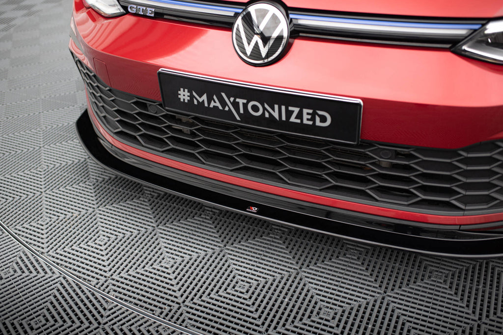 Maxton Design Street+ Spoilerlippe Front Ansatz V.5 passend für VW Golf GTI / GTE / GTD / R-Line Mk8 schwarz Hochglanz