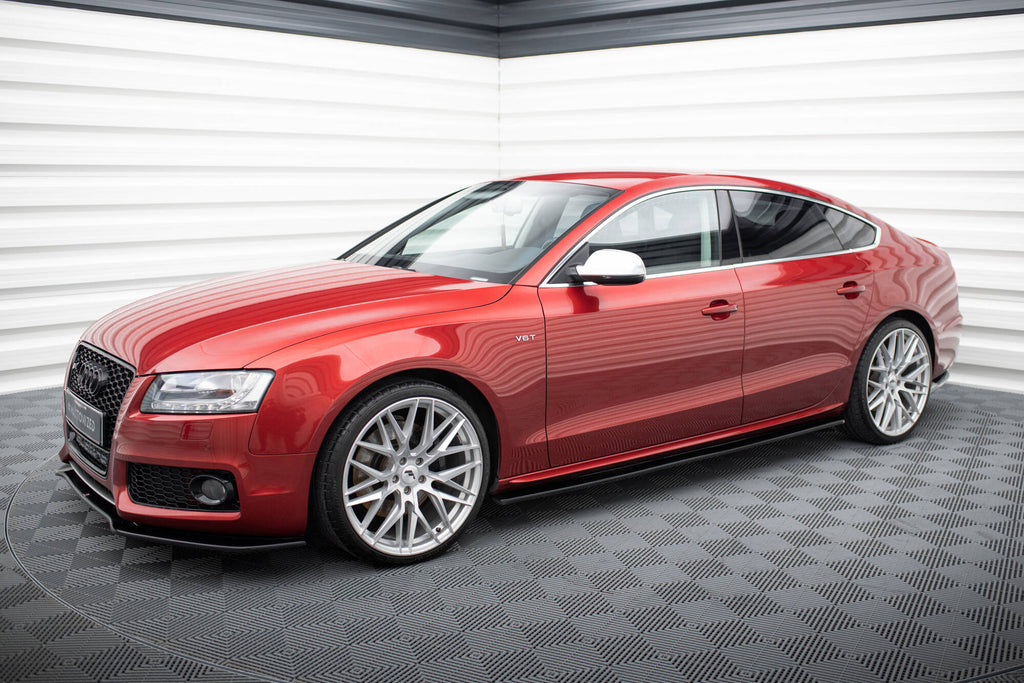 Maxton Design Street+ Seitenschweller Leisten passend für Audi S5 / A5 / A5 S-Line Sportback 8T / 8T Facelift schwarz Hochglanz