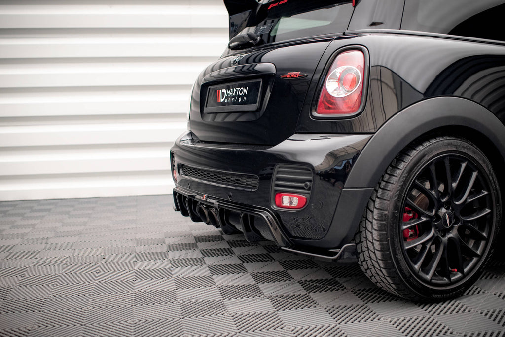Maxton Design Diffusor Heck Ansatz passend für Mini Cooper John Cooper Works R56 schwarz Hochglanz
