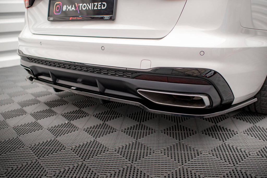 Maxton Design Street+ Mittlerer Diffusor RACE passend für V.1 Audi A4 S-Line B9 Facelift schwarz Hochglanz