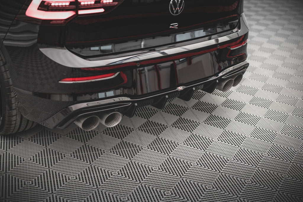 Maxton Design Diffusor Heck Ansatz V.2 passend für VW Golf R Hatchback Mk8 Facelift schwarz Hochglanz