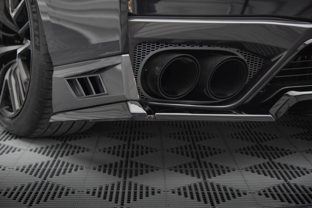 Maxton Design Heck Ansatz Flaps Diffusor passend für Nissan GTR R35 Facelift schwarz Hochglanz