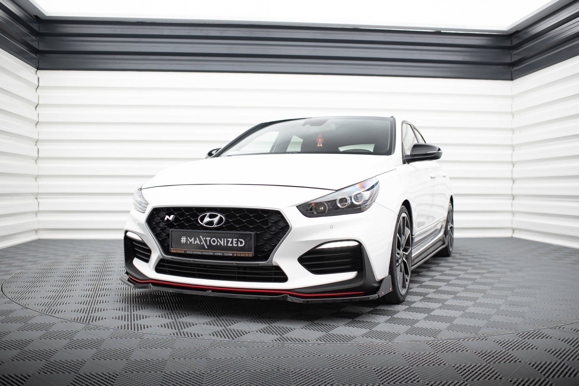 Maxton Design Street+ Spoilerlippe Front Ansatz V.6 + Flaps passend für Hyundai I30 N Mk3 Hatchback/Fastback