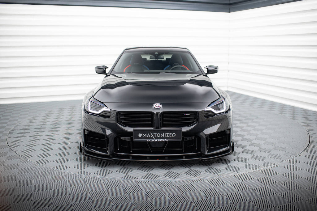 Maxton Design Street Pro Street+ Spoilerlippe Front Ansatz passend für + Flaps passend für V.1 + Flaps BMW M2 G87 schwarz Hochglanz