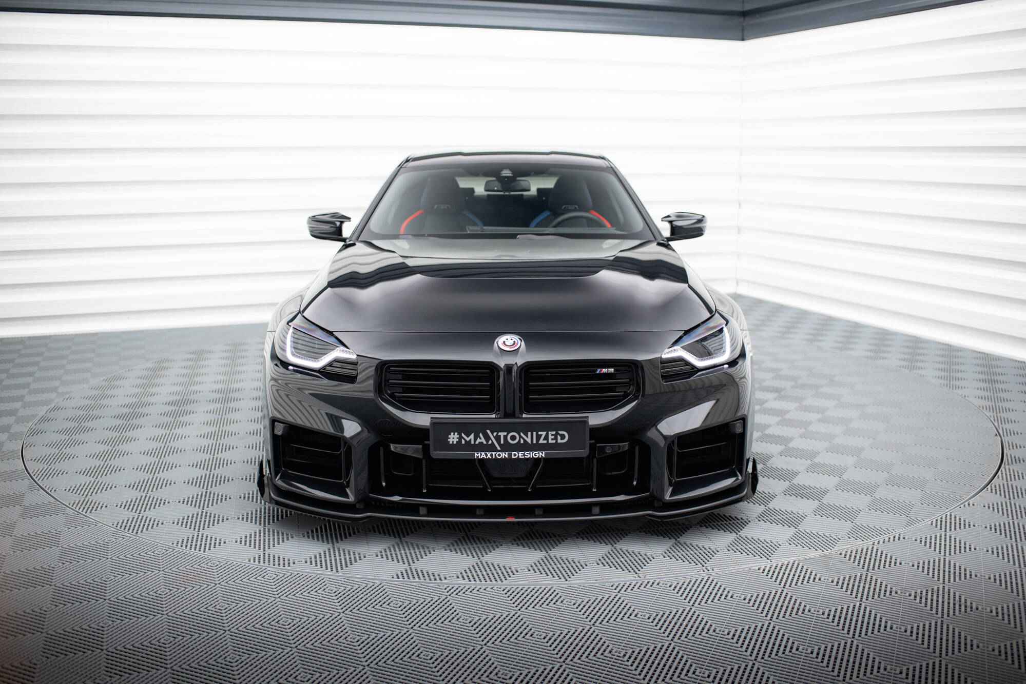 Maxton Design Street Pro Street+ Spoilerlippe Front Ansatz passend für + Flaps passend für V.1 + Flaps BMW M2 G87 schwarz Hochglanz