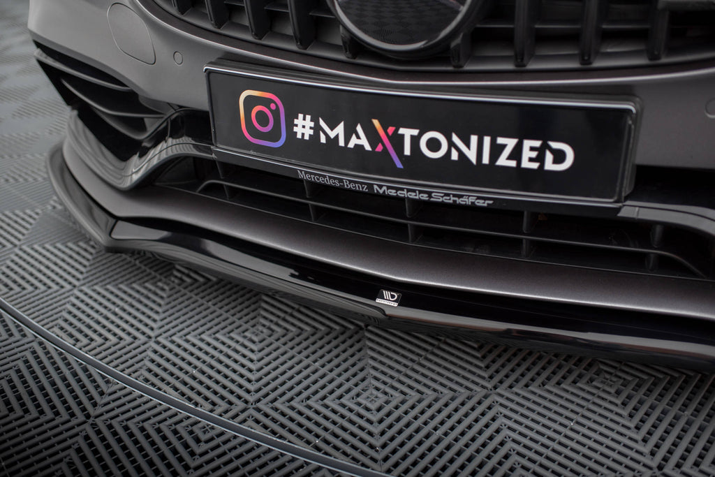 Maxton Design Street+ Spoilerlippe Front Ansatz V.1 passend für Mercedes-AMG C63 Limousine / Kombi W205 Facelift schwarz Hochglanz