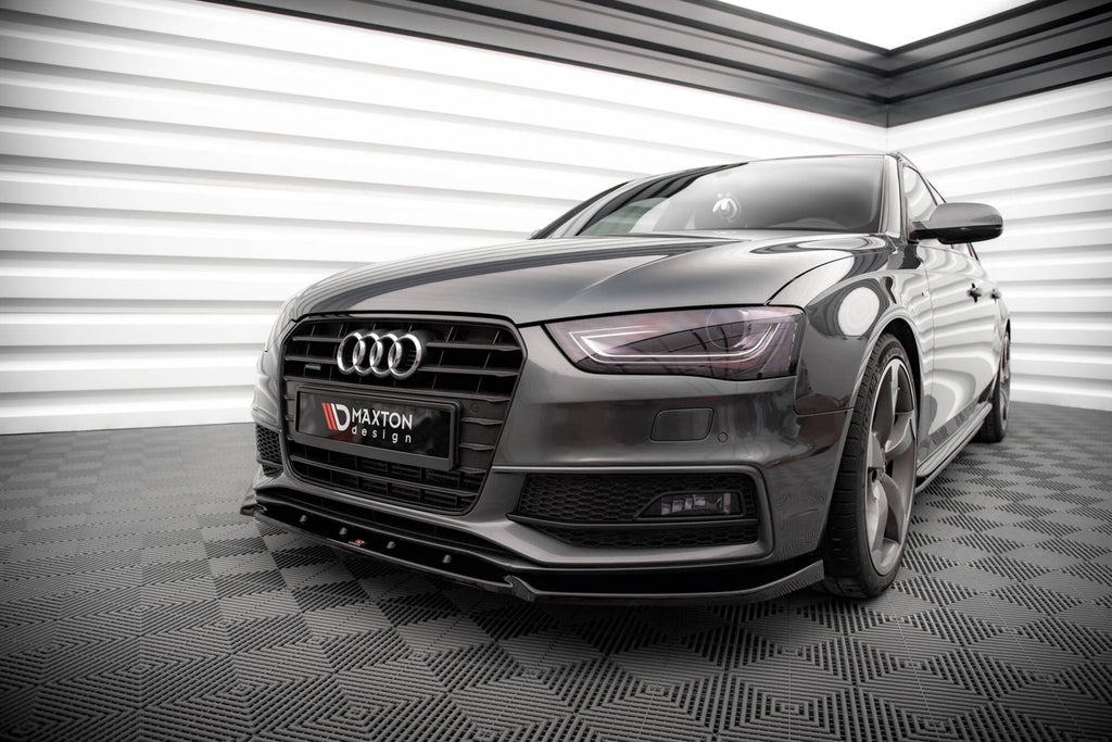 Maxton Design Street+ Spoilerlippe Front Ansatz V.3 passend für Audi A4 S-Line / S4 B8 Facelift schwarz Hochglanz
