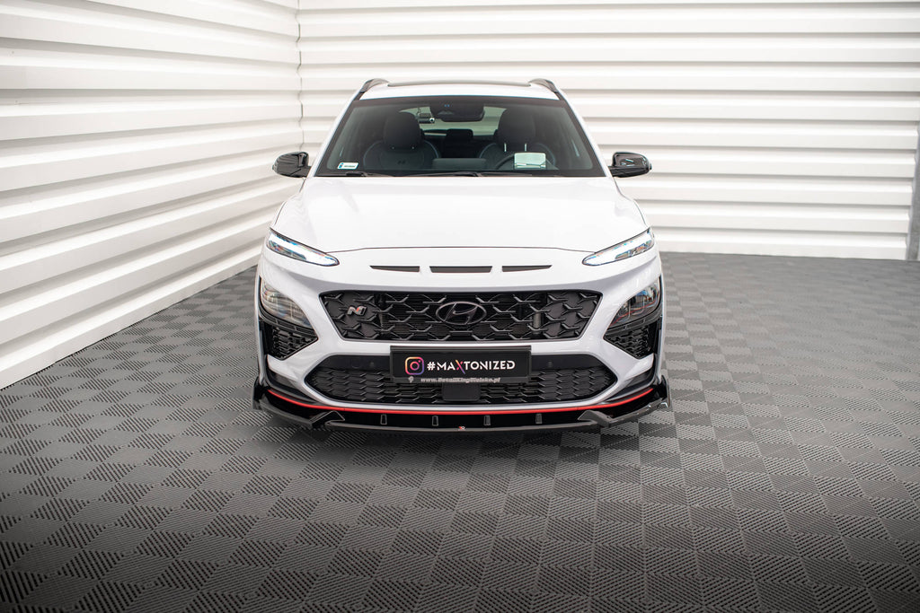 Maxton Design Street+ Spoilerlippe Front Ansatz V.1 passend für Hyundai Kona N Mk1 schwarz Hochglanz