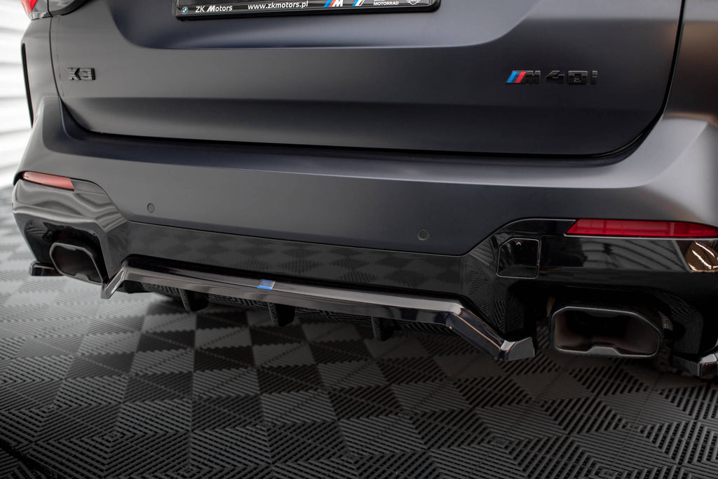 Maxton Design Street+ Mittlerer Diffusor RACE passend für BMW X3 M-Paket G01 Facelift schwarz Hochglanz