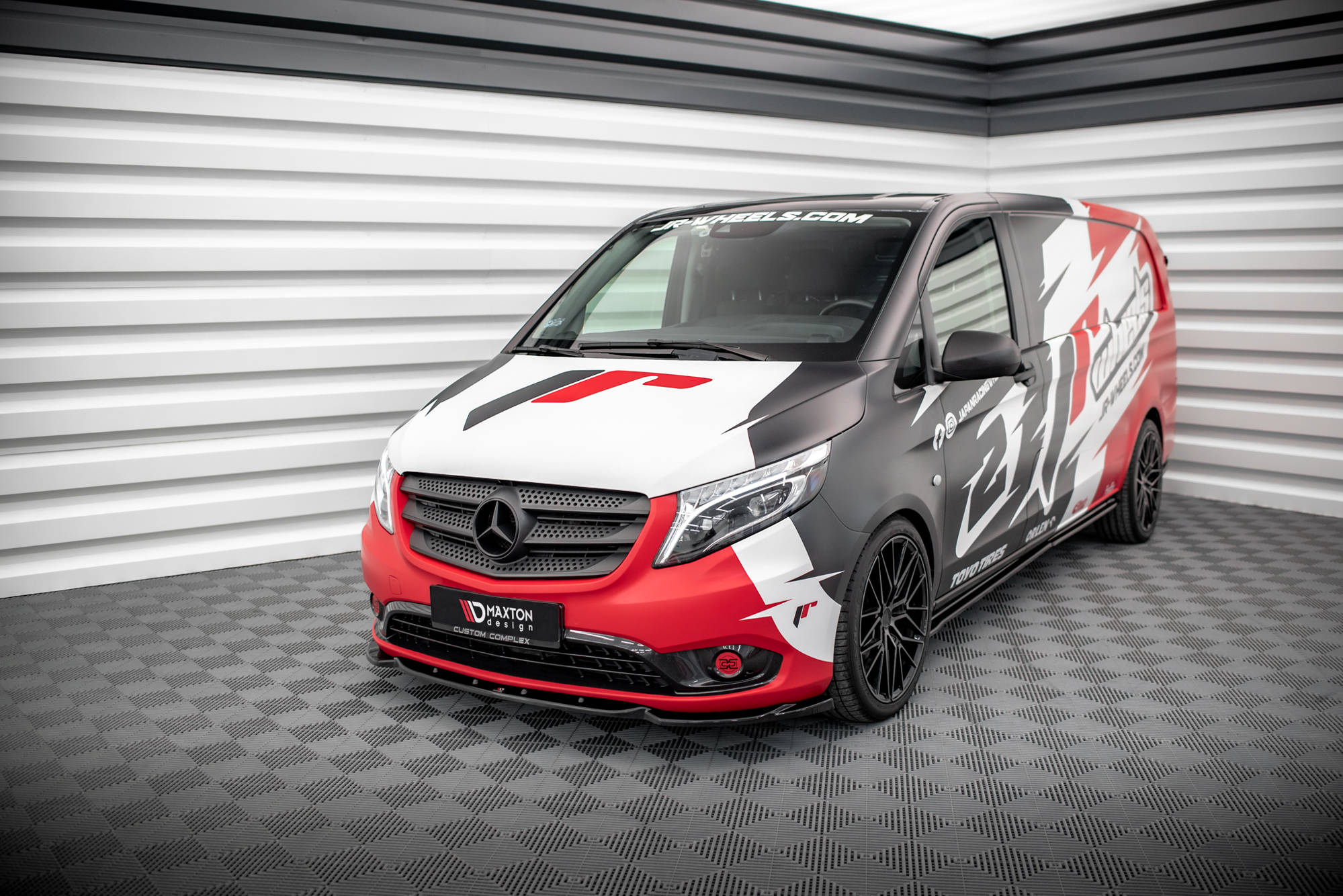 Maxton Design Street+ Spoilerlippe Front Ansatz V.1 passend für Mercedes-Benz Vito W447 Facelift schwarz Hochglanz
