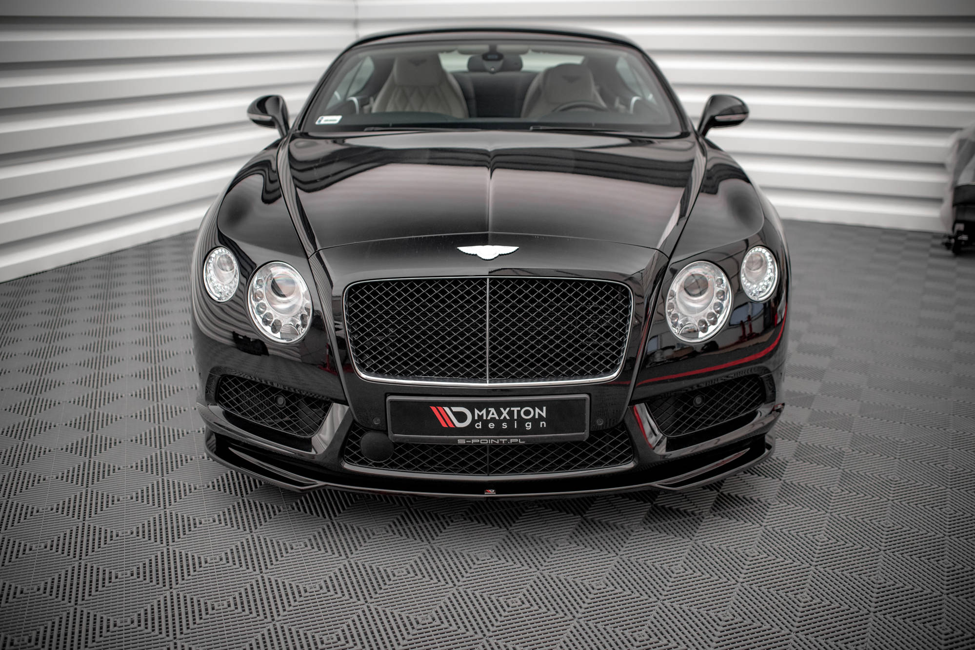 Maxton Design Street+ Spoilerlippe Front Ansatz V.2 passend für Bentley Continental GT V8 S Mk2 schwarz Hochglanz