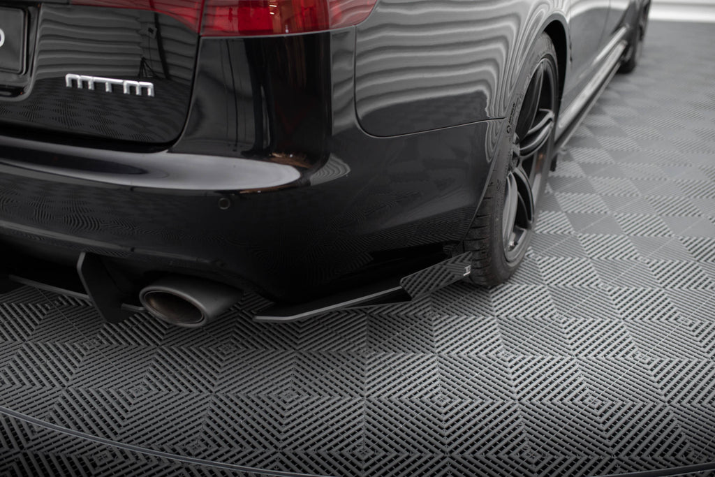 Maxton Design Street Pro Heck Ansatz Flaps Diffusor + Flaps passend für Audi RS6 Avant C6 schwarz Hochglanz