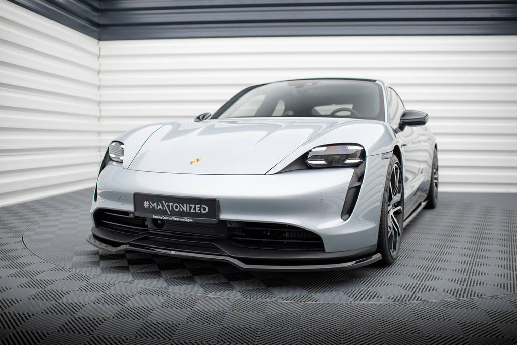 Maxton Design Street+ Spoilerlippe Front Ansatz passend für Porsche Taycan / Taycan 4 / Taycan 4S / Taycan GTS Mk1 schwarz Hochglanz