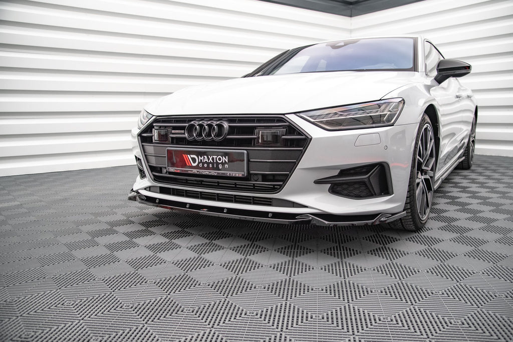 Maxton Design Street+ Spoilerlippe Front Ansatz V.2 passend für Audi A7 C8 schwarz Hochglanz