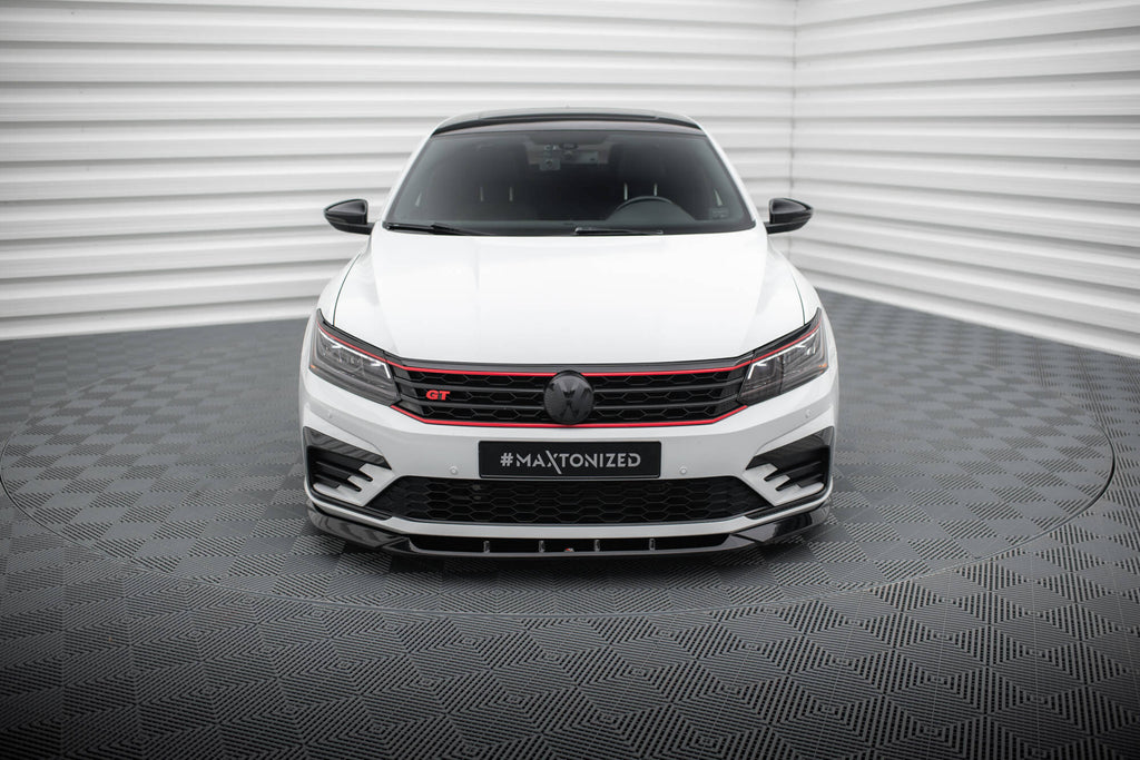 Maxton Design Street+ Spoilerlippe Front Ansatz V.2 passend für VW Passat GT B8 Facelift USA schwarz Hochglanz