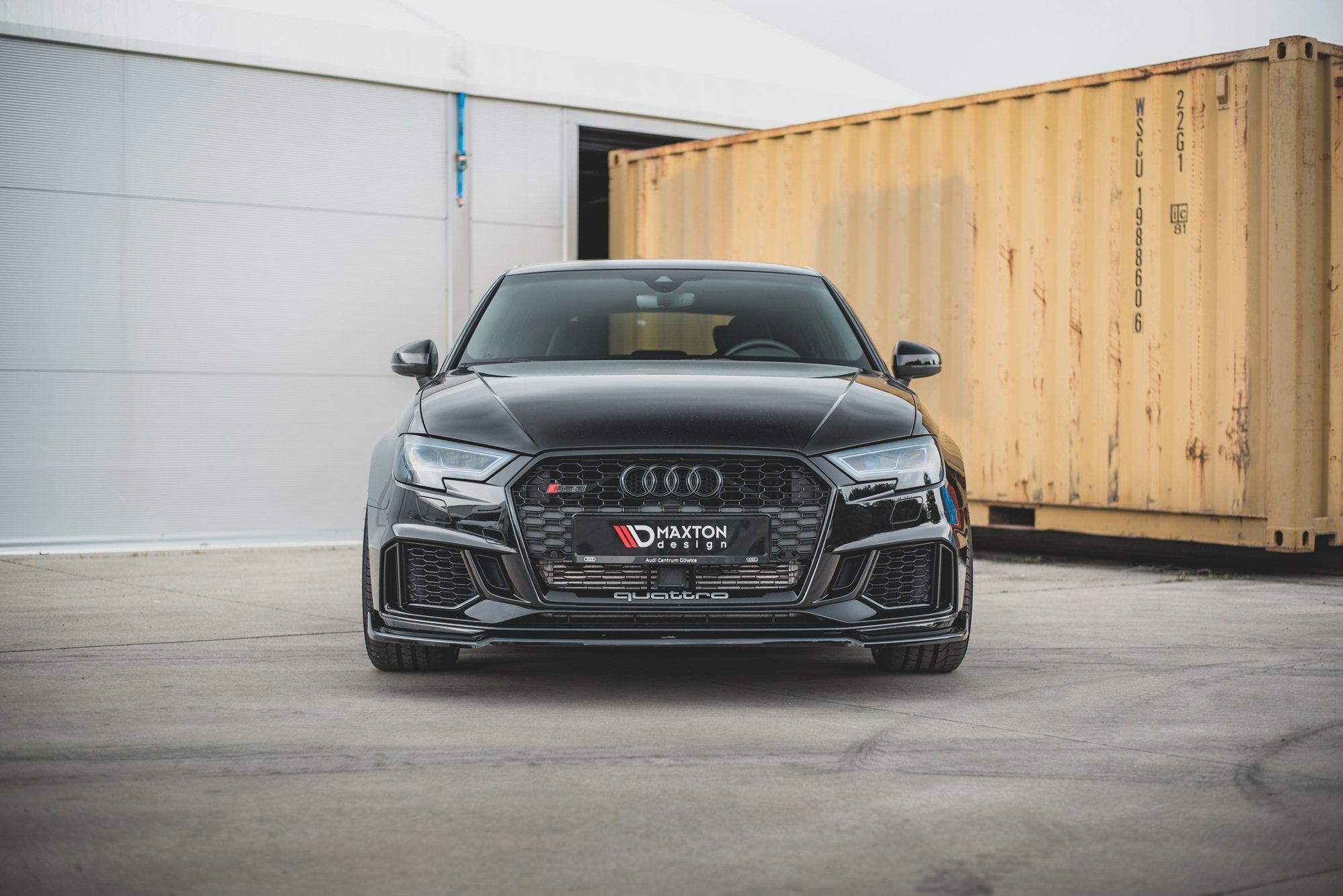 Maxton Design Street+ Spoilerlippe Front Ansatz V.3 passend für Audi RS3 8V FL Sportback schwarz Hochglanz