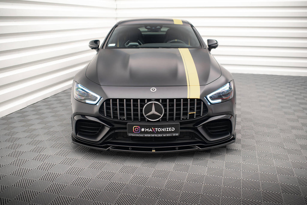 Maxton Design Street+ Spoilerlippe Front Ansatz V.3 passend für Mercedes-AMG GT 63S 4 Door Coupe Aero X290 schwarz Hochglanz