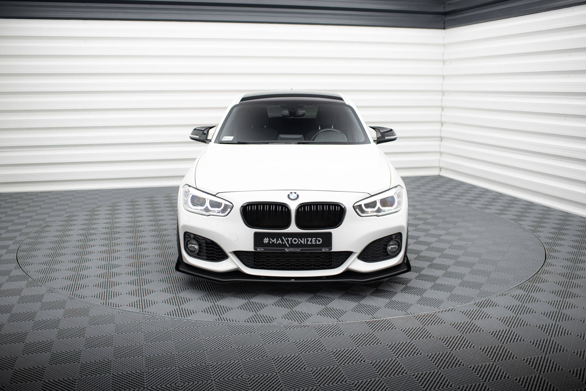 Maxton Design Street Pro Street+ Spoilerlippe Front Ansatz passend für V.3 + Flaps passend für BMW 1er F20 M-Paket Facelift / M140i schwarz Hochglanz