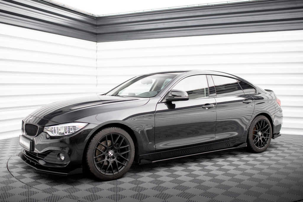 Maxton Design Street Pro Street+ Seitenschweller Leisten + Flaps passend für BMW 4er Gran Coupe F36 schwarz Hochglanz