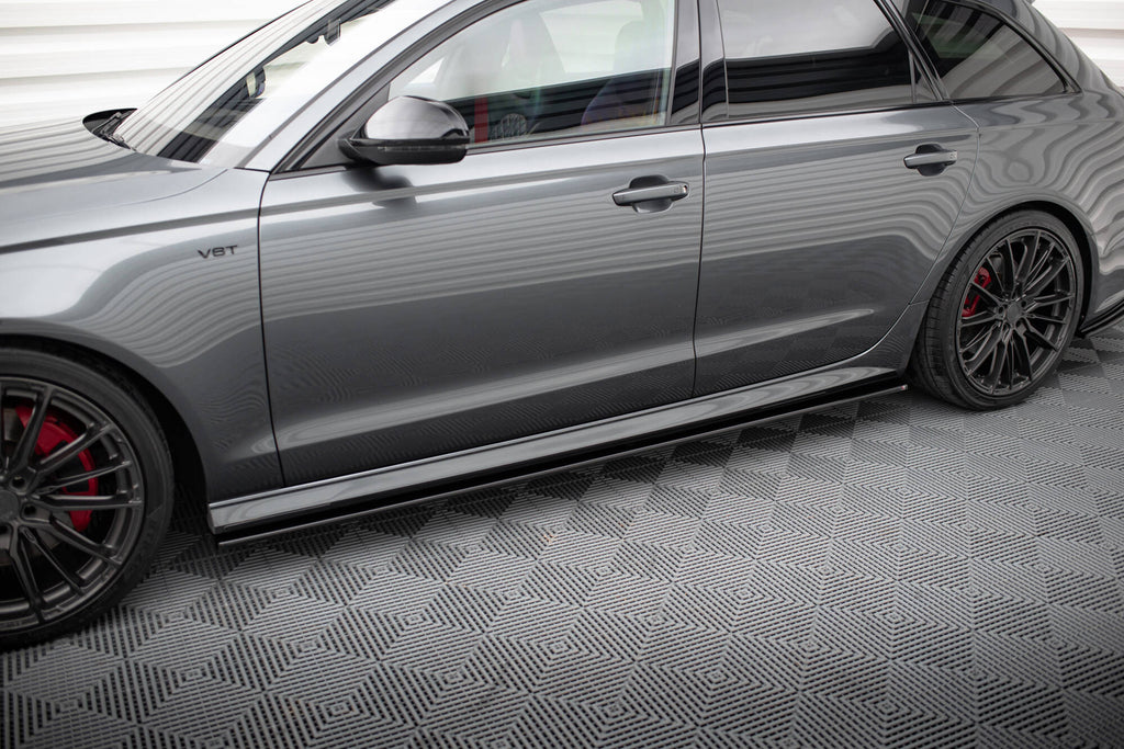 Maxton Design Street+ Seitenschweller Leisten passend für V.1 passend für Audi A6 / A6 C7 S-line/ S6 C7 Facelift schwarz Hochglanz
