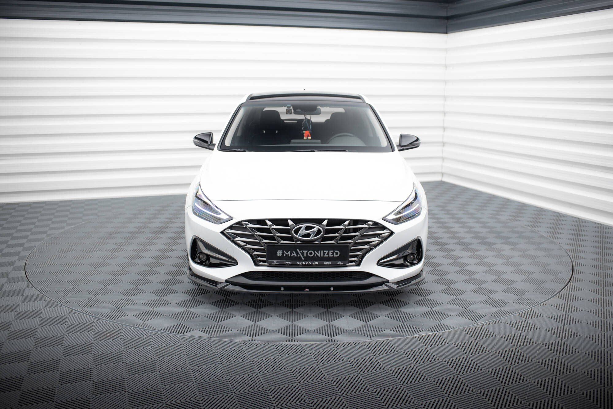 Maxton Design Street+ Spoilerlippe Front Ansatz V.2 passend für Hyundai I30 Mk3 Facelift schwarz Hochglanz