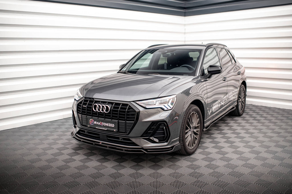 Maxton Design Street+ Spoilerlippe Front Ansatz V.4 passend für Audi Q3 Sportback / SUV S-Line F3 schwarz Hochglanz