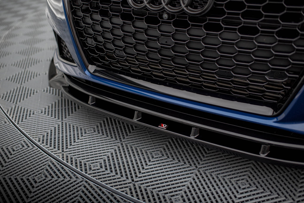 Maxton Design Street+ Spoilerlippe Front Ansatz V.1 passend für Audi A4 Competition B9 schwarz Hochglanz