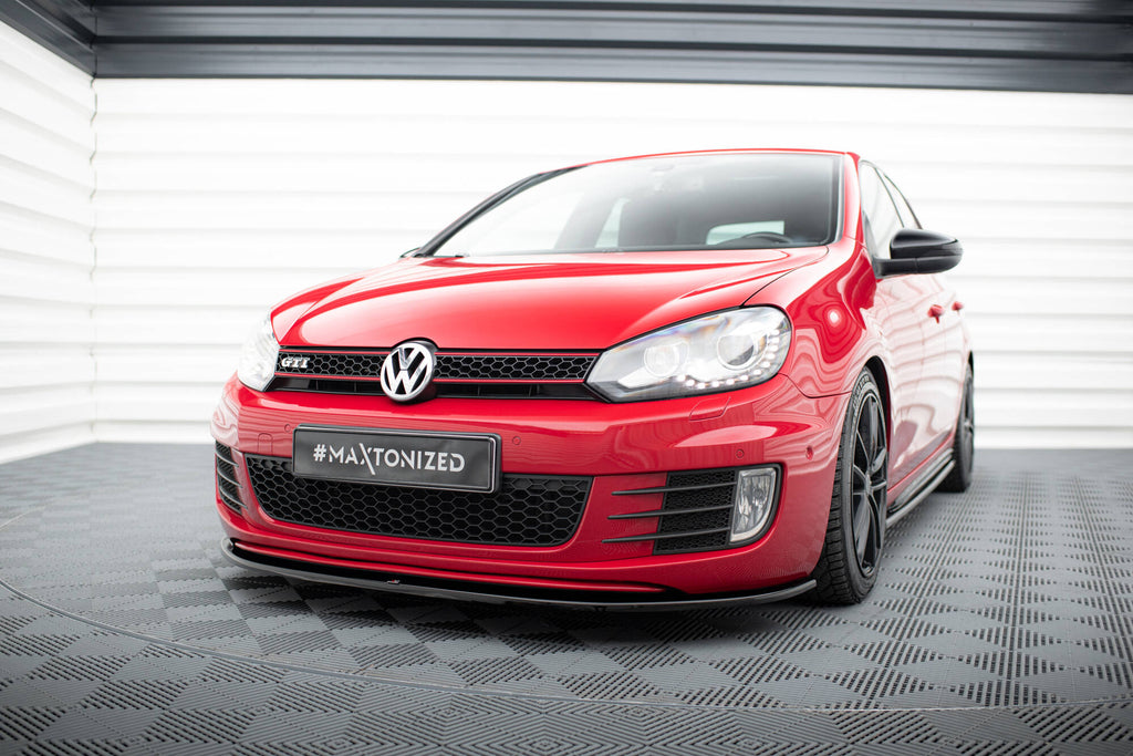 Maxton Design Street+ Spoilerlippe Front Ansatz passend für VER.2 VW GOLF 6 GTI schwarz Hochglanz
