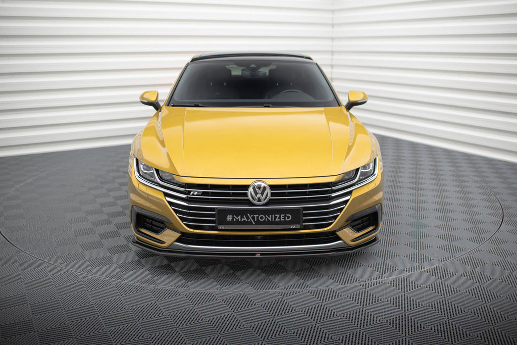 Maxton Design Street+ Spoilerlippe Front Ansatz V.1 passend für VW Arteon R-Line Limousine / Shooting Brake Mk1 schwarz Hochglanz