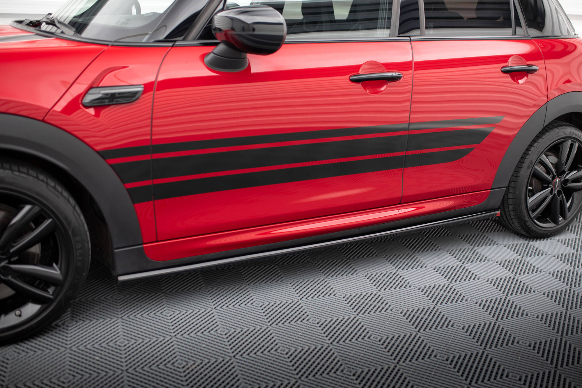 Maxton Design Street+ Seitenschweller Leisten passend für Mini Cooper S John Cooper Works F55 Facelift schwarz Hochglanz