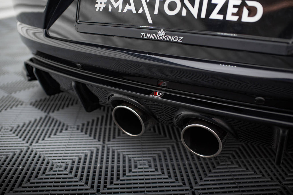 Maxton Design Diffusor Heck Ansatz V.2 passend für VW Scirocco Mk3 (R32 Auspuff) schwarz Hochglanz