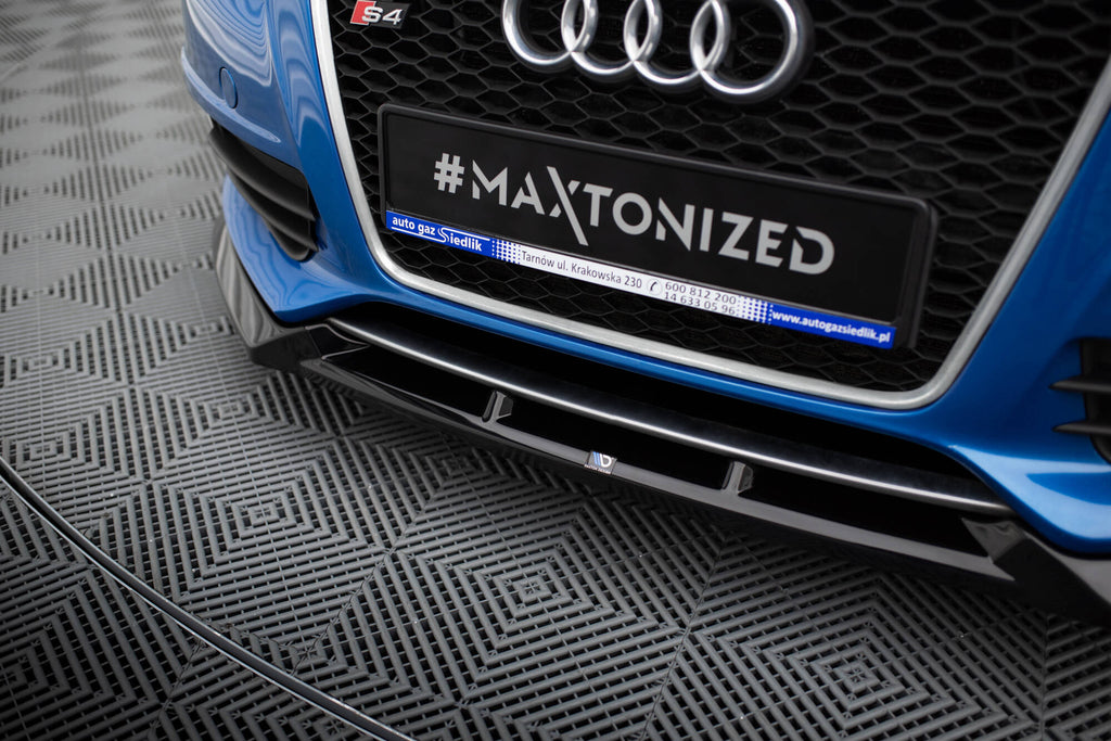 Maxton Design Street+ Spoilerlippe Front Ansatz V.4 passend für Audi S4 / A4 S-Line B8 schwarz Hochglanz