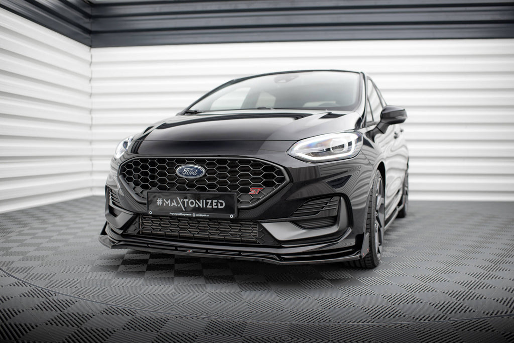 Maxton Design Street+ Spoilerlippe Front Ansatz V.4 + Flaps passend für Ford Fiesta ST / ST-line Mk8 Facelift