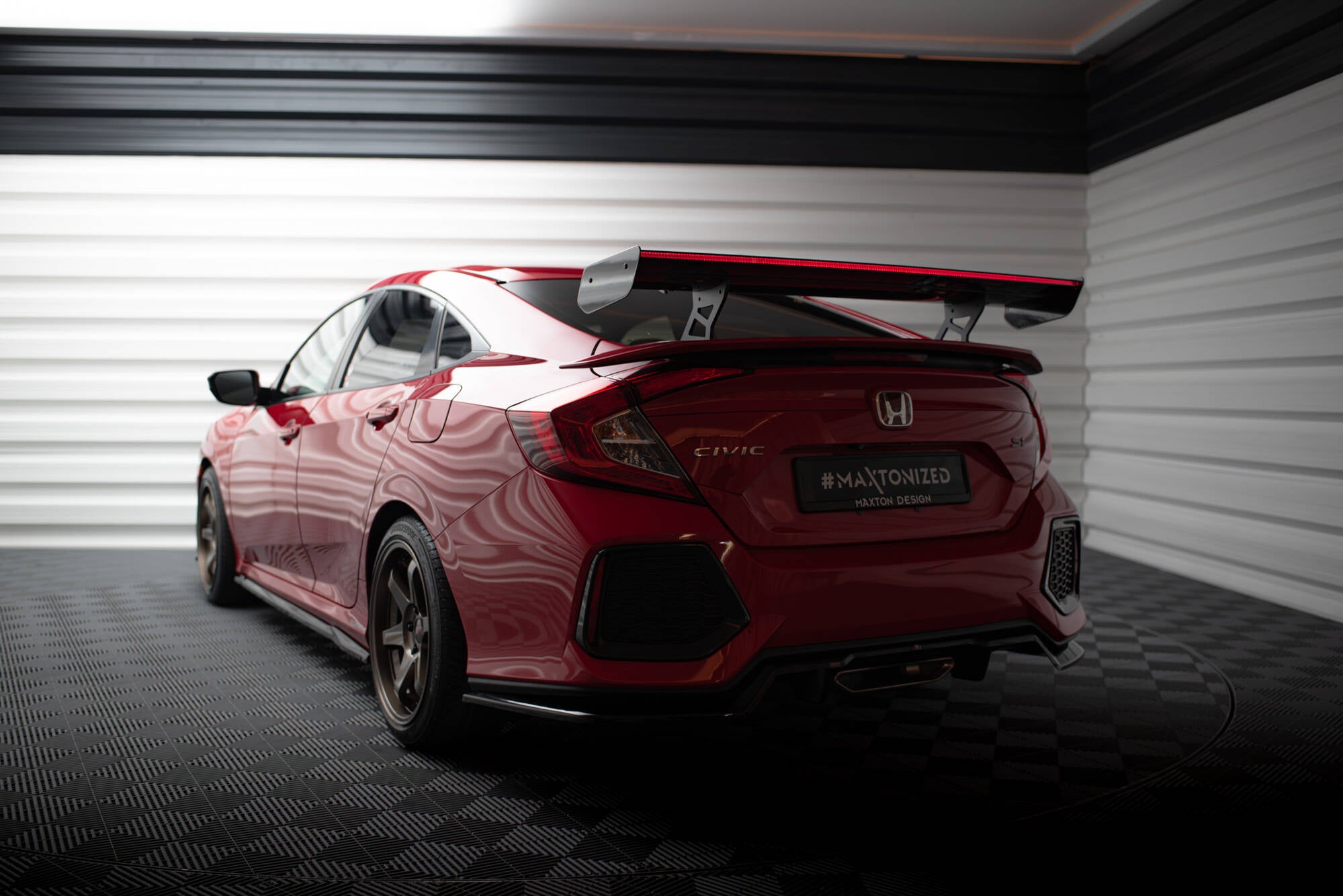 Maxton Design Carbon Spoiler With Internal Brackets Uprights + LED Honda Civic SI Mk10 für Honda Civic Mk10