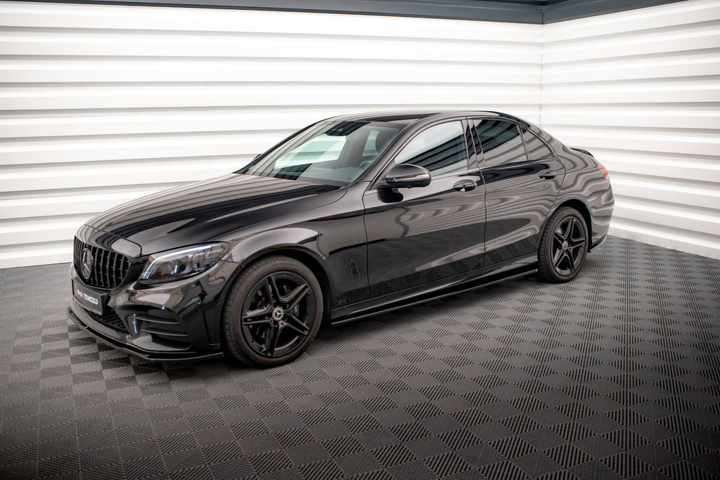 Maxton Design Street+ Seitenschweller Leisten passend für Mercedes-Benz C43 / C AMG-Line Limousine / Kombi W205 / S205 Facelift schwarz Hochglanz