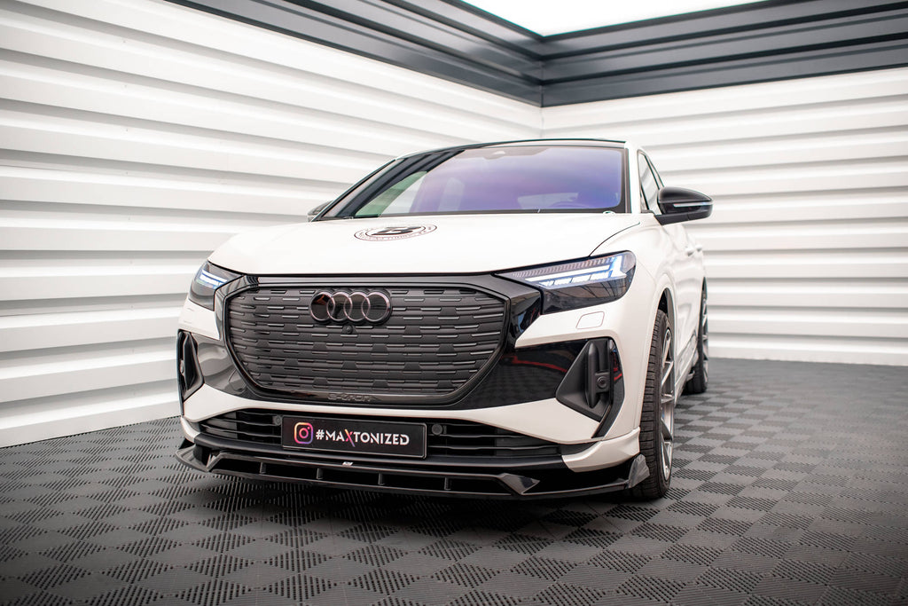 Maxton Design Street+ Spoilerlippe Front Ansatz V.2 passend für Audi Q4 e-tron Sportback S-line Mk1 schwarz Hochglanz