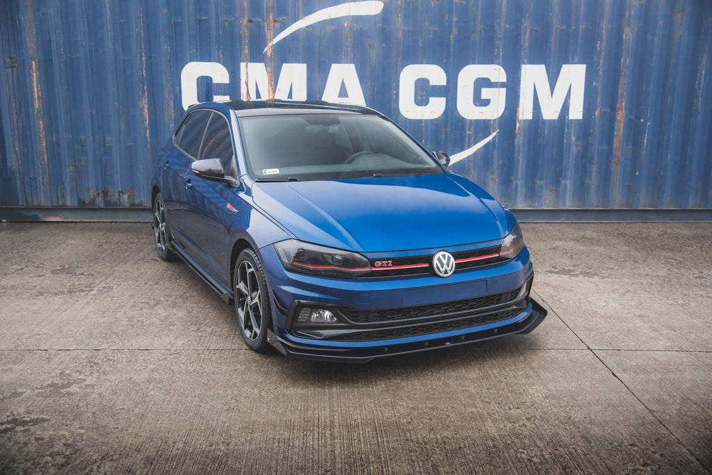 Maxton Design Street Pro Street+ Spoilerlippe Front Ansatz passend für + Flaps passend für VW Polo GTI Mk6 schwarz Hochglanz